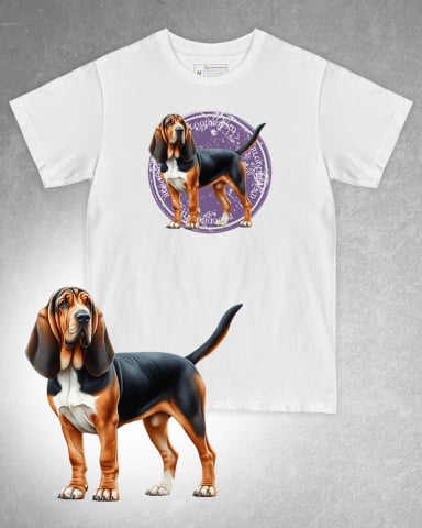 TRICOURI CÂINI - Tricou alb damă. Tricou alb bărbați. Tricou personalizat. Tricou bumbac 100%. Tricou Bloodhound