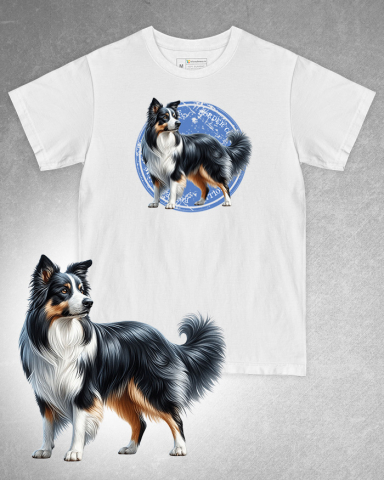 TRICOURI CÂINI - Tricou alb damă. Tricou alb bărbați. Tricou personalizat. Tricou bumbac 100%. Tricou Border Collie