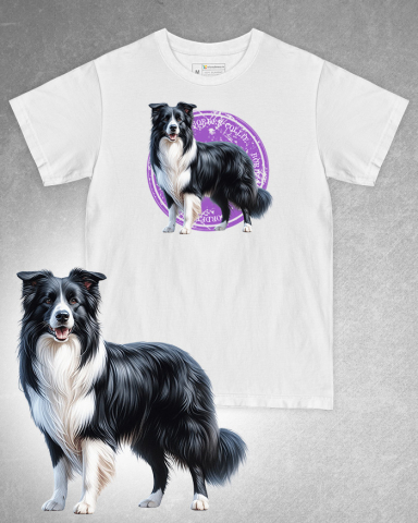 TRICOURI CÂINI - Tricou alb damă. Tricou alb bărbați. Tricou personalizat. Tricou bumbac 100%. Tricou Border Collie