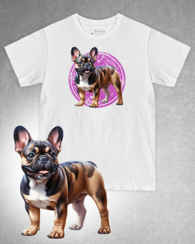 TRICOURI CÂINI - Tricou alb damă. Tricou alb bărbați. Tricou personalizat. Tricou bumbac 100%. Tricou Bulldog
