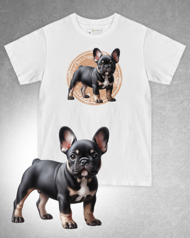 TRICOURI CÂINI - Tricou alb damă. Tricou alb bărbați. Tricou personalizat. Tricou bumbac 100%. Tricou Bulldog