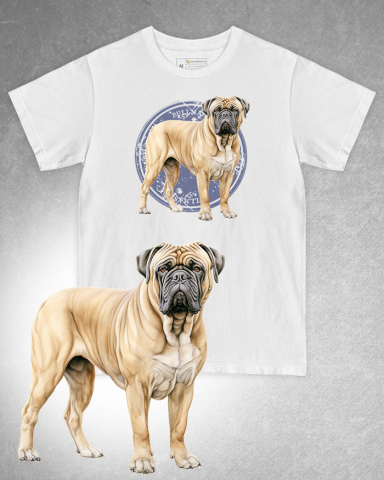 TRICOURI CU CÂINI - Tricou alb damă. Tricou alb bărbați. Tricou personalizat. Tricou bumbac 100%. Tricou Bullmastiff
