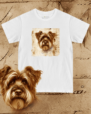 TRICOURI CÂINI "VINTAGE" - Tricou alb damă. Tricou alb bărbați. Tricou personalizat. Tricou bumbac 100%.  Cesky Terrier