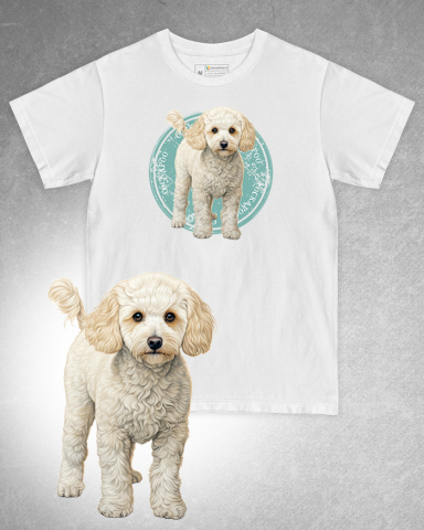 TRICOURI CÂINI - Tricou alb damă. Tricou alb bărbați. Tricou personalizat. Tricou bumbac 100%. Tricou Cockapoo