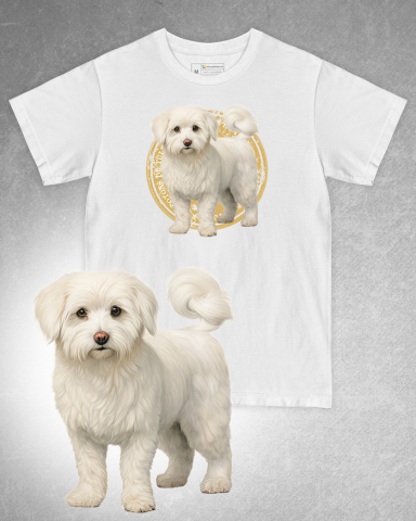 TRICOURI CÂINI - Tricou alb damă. Tricou alb bărbați. Tricou personalizat. Tricou bumbac 100%. Tricou Cotons de Tulear