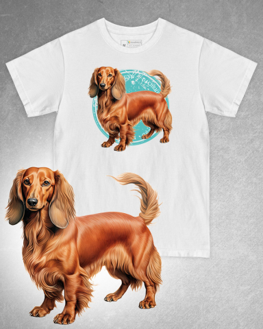 TRICOURI CU CÂINI - Tricou alb damă. Tricou alb bărbați. Tricou personalizat. Tricou bumbac 100%. Tricou Teckel/Dachshund