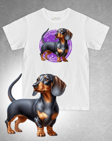 TRICOURI CÂINI - Tricou alb damă. Tricou alb bărbați. Tricou personalizat. Tricou bumbac 100%. Tricou Teckel/Dachshund