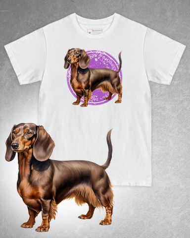 TRICOURI CU CÂINI - Tricou alb damă. Tricou alb bărbați. Tricou personalizat. Tricou bumbac 100%. Tricou Teckel/Dachshund