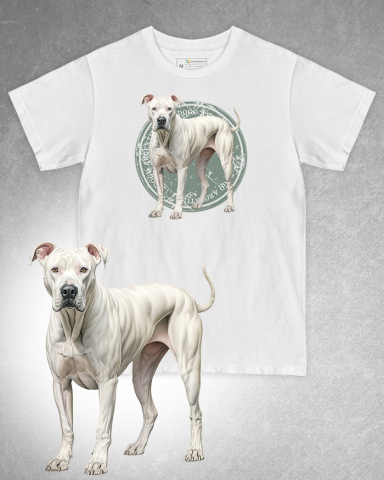 TRICOURI CU CÂINI - Tricou alb damă. Tricou alb bărbați. Tricou personalizat. Tricou bumbac 100%. Tricou Dogo Argentino