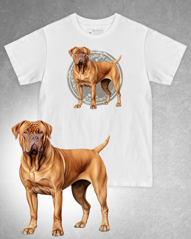 TRICOURI CU CÂINI - Tricou alb damă. Tricou alb bărbați. Tricou personalizat. Tricou bumbac 100%. Tricou Dogue de Bordeaux