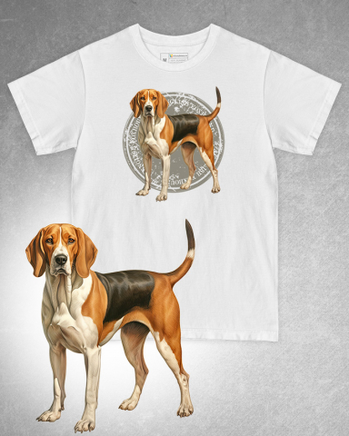 TRICOURI CU CÂINI - Tricou alb damă. Tricou alb bărbați. Tricou personalizat. Tricou bumbac 100%. Tricou English Foxhound