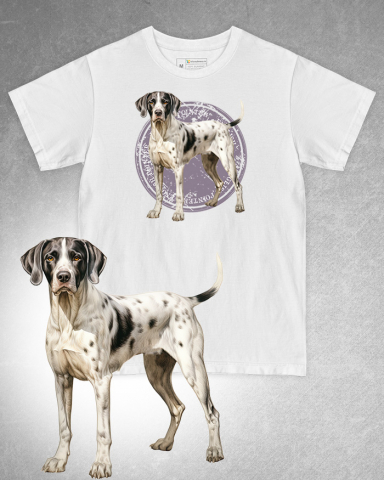 TRICOURI CU CÂINI - Tricou alb damă. Tricou alb bărbați. Tricou personalizat. Tricou bumbac 100%. Tricou English Pointer