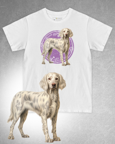 TRICOURI CU CÂINI - Tricou alb damă. Tricou alb bărbați. Tricou personalizat. Tricou bumbac 100%. Tricou English Setter