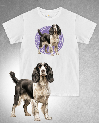 TRICOURI CU CÂINI - Tricou alb damă. Tricou alb bărbați. Tricou personalizat. Tricou bumbac 100%. Tricou Field Spaniel
