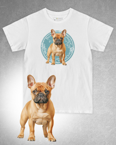 TRICOURI CU CÂINI - Tricou alb damă. Tricou alb bărbați. Tricou personalizat. Tricou bumbac 100%. Tricou Bulldog Francez / French Bulldog