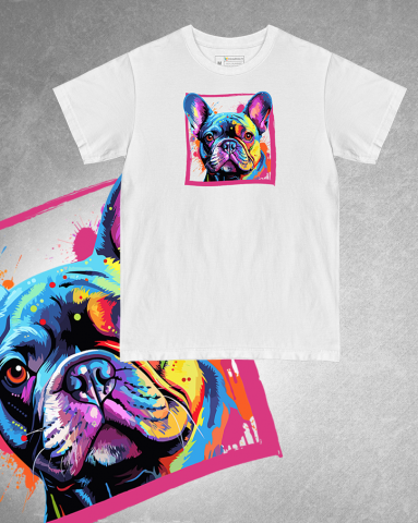 TRICOURI CÂINI "COLOURFUL" - Tricou Bulldog Francez / French Bulldog
