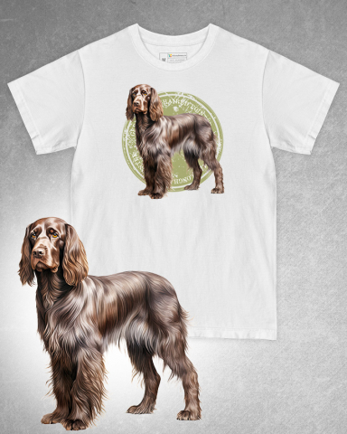 TRICOURI CÂINI - Tricou alb damă. Tricou alb bărbați. Tricou personalizat. Tricou bumbac 100%. Tricou German Longhaired Pointer