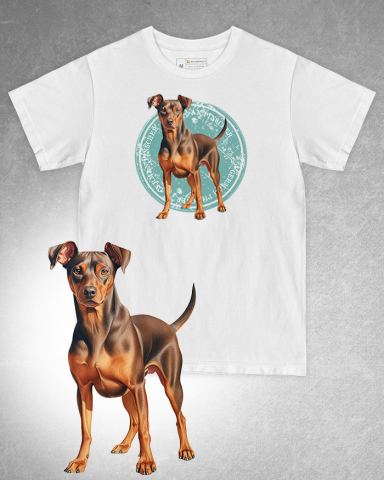 TRICOURI CÂINI - Tricou alb damă. Tricou alb bărbați. Tricou personalizat. Tricou bumbac 100%. Tricou German Pinscher