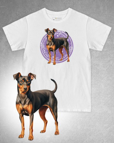 TRICOURI CÂINI - Tricou alb damă. Tricou alb bărbați. Tricou personalizat. Tricou bumbac 100%. Tricou German Pinscher