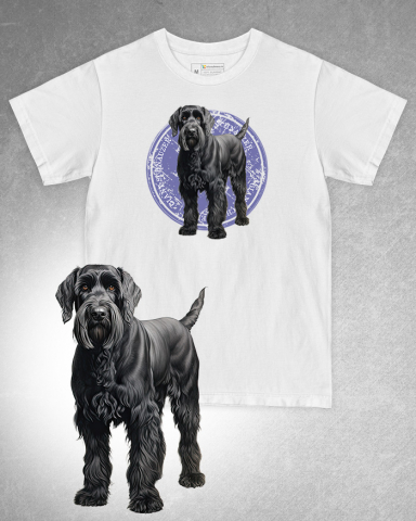 TRICOURI CÂINI - Tricou alb damă. Tricou alb bărbați. Tricou personalizat. Tricou bumbac 100%. Tricou Giant Schnauzer
