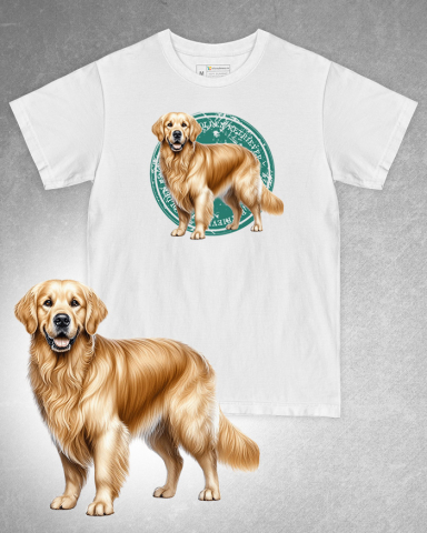 TRICOURI CÂINI - Tricou alb damă. Tricou alb bărbați. Tricou personalizat. Tricou bumbac 100%. Tricou Golden Retriever