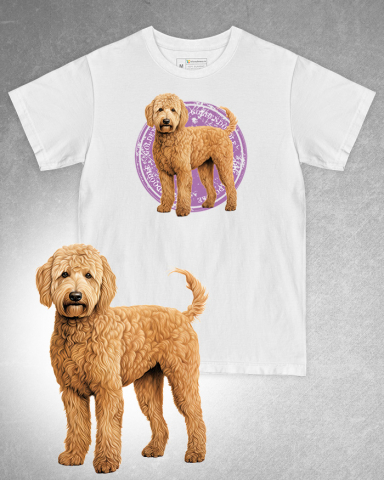 TRICOURI CU CÂINI - Tricou alb damă. Tricou alb bărbați. Tricou personalizat. Tricou bumbac 100%. Tricou Goldendoodle