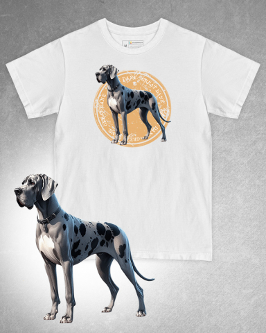 TRICOURI CÂINI - Tricou alb damă. Tricou alb bărbați. Tricou personalizat. Tricou bumbac 100%. Tricou Great Dane