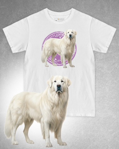 TRICOURI CU CÂINI - Tricou alb damă. Tricou alb bărbați. Tricou personalizat. Tricou bumbac 100%. Tricou Ciobănesc de Pirinei / Great Pyrenees