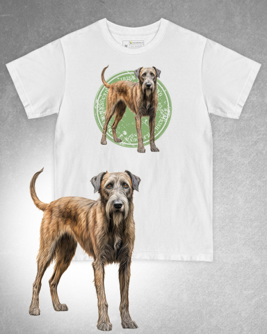 TRICOURI CU CÂINI - Tricou alb damă. Tricou alb bărbați. Tricou personalizat. Tricou bumbac 100%. Tricou Irish Wolfhound