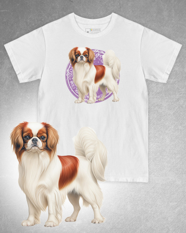 TRICOURI CU CÂINI - Tricou alb damă. Tricou alb bărbați. Tricou personalizat. Tricou bumbac 100%. Tricou Japanese Chin