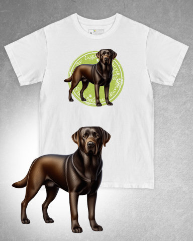 TRICOURI CÂINI - Tricou alb damă. Tricou alb bărbați. Tricou personalizat. Tricou bumbac 100%. Tricou Labrador Retriever