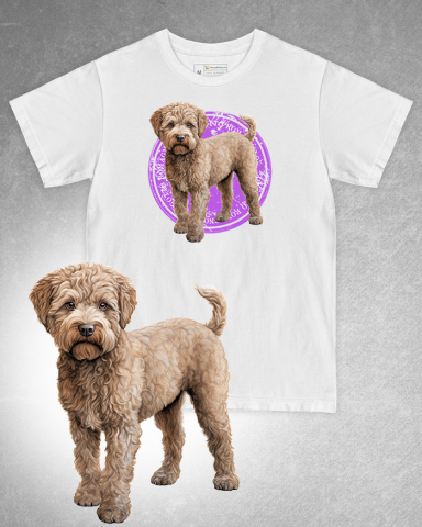 TRICOURI CU CÂINI - Tricou alb damă. Tricou alb bărbați. Tricou personalizat. Tricou bumbac 100%. Tricou Lagotto Romagnolo