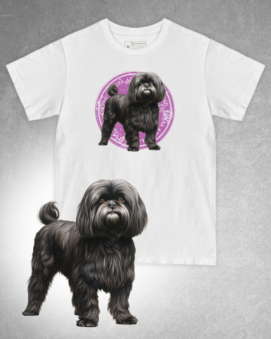 TRICOURI CU CÂINI - Tricou alb damă. Tricou alb bărbați. Tricou personalizat. Tricou bumbac 100%. Tricou Lhasa Apso