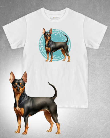 TRICOURI CU CÂINI - Tricou alb damă. Tricou alb bărbați. Tricou personalizat. Tricou bumbac 100%. Tricou Miniature Pinscher