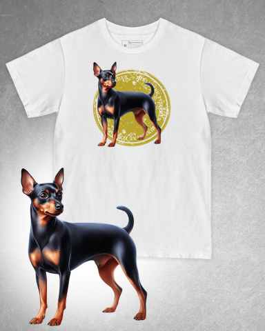 TRICOURI CÂINI - Tricou alb damă. Tricou alb bărbați. Tricou personalizat. Tricou bumbac 100%. Tricou Miniature Pinsher