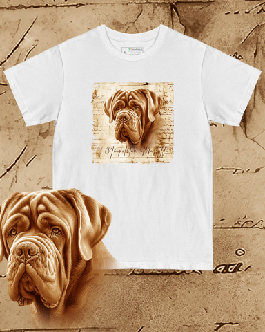 TRICOURI CÂINI "VINTAGE" - Tricou alb damă. Tricou alb bărbați. Tricou personalizat. Tricou bumbac 100%.  Neapolitan Mastiff