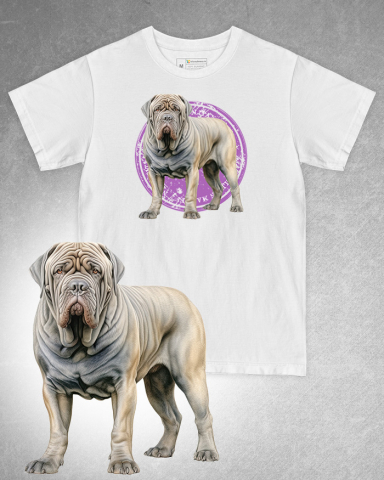 TRICOURI CU CÂINI - Tricou alb damă. Tricou alb bărbați. Tricou personalizat. Tricou bumbac 100%. Tricou Neapolitan Mastiff