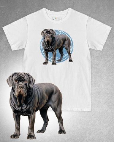 TRICOURI CU CÂINI - Tricou alb damă. Tricou alb bărbați. Tricou personalizat. Tricou bumbac 100%. Tricou Neapolitan Mastiff