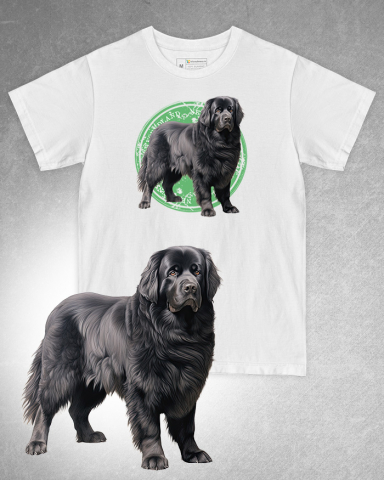 TRICOURI CU CÂINI - Tricou alb damă. Tricou alb bărbați. Tricou personalizat. Tricou bumbac 100%. Tricou Newfoundland