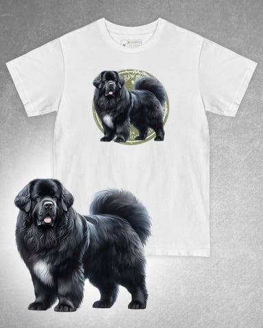 TRICOURI CÂINI - Tricou alb damă. Tricou alb bărbați. Tricou personalizat. Tricou bumbac 100%. Tricou Newfoundland