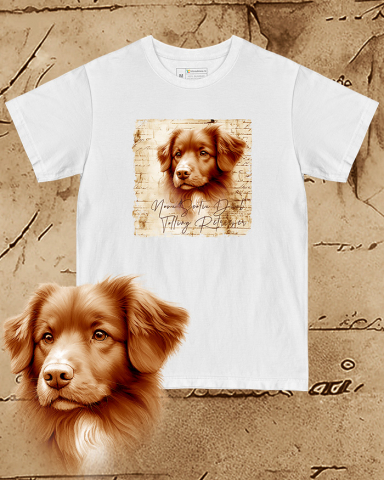 TRICOURI CÂINI "VINTAGE" - Tricou alb damă. Tricou alb bărbați. Tricou personalizat. Tricou bumbac 100%.  Nova Scotia Duck Tolling Retriever