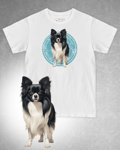 TRICOURI CU CÂINI - Tricou alb damă. Tricou alb bărbați. Tricou personalizat. Tricou bumbac 100%. Tricou Papillon