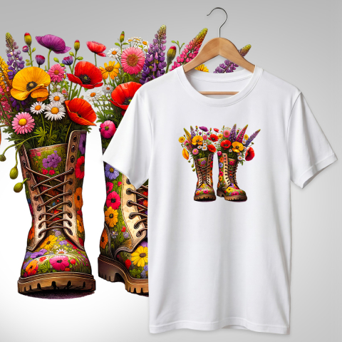 TRICOURI PAPUCI SI FLORI - TRICOU PAPUCI CU FLORI