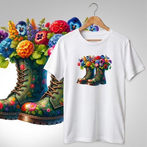 TRICOURI PAPUCI SI FLORI - TRICOU PAPUCI CU FLORI