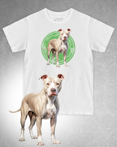 TRICOURI CU CÂINI - Tricou alb damă. Tricou alb bărbați. Tricou personalizat. Tricou bumbac 100%. Tricou Pitbull