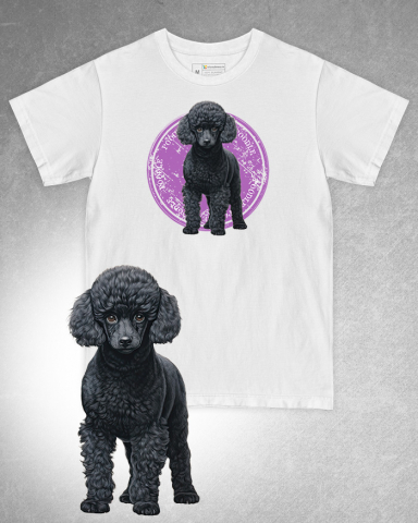 TRICOURI CU CÂINI - Tricou alb damă. Tricou alb bărbați. Tricou personalizat. Tricou bumbac 100%. Tricou Pudel / Poodle
