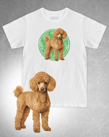 TRICOURI CU CÂINI - Tricou alb damă. Tricou alb bărbați. Tricou personalizat. Tricou bumbac 100%. Tricou Pudel / Poodle