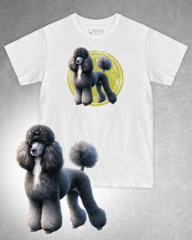 TRICOURI CÂINI - Tricou alb damă. Tricou alb bărbați. Tricou personalizat. Tricou bumbac 100%. Tricou Pudel / Poodle