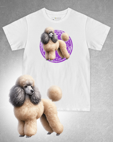 TRICOURI CÂINI - Tricou alb damă. Tricou alb bărbați. Tricou personalizat. Tricou bumbac 100%. Tricou Pudel / Poodle