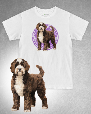 TRICOURI CU CÂINI - Tricou alb damă. Tricou alb bărbați. Tricou personalizat. Tricou bumbac 100%. Tricou Portuguese Water